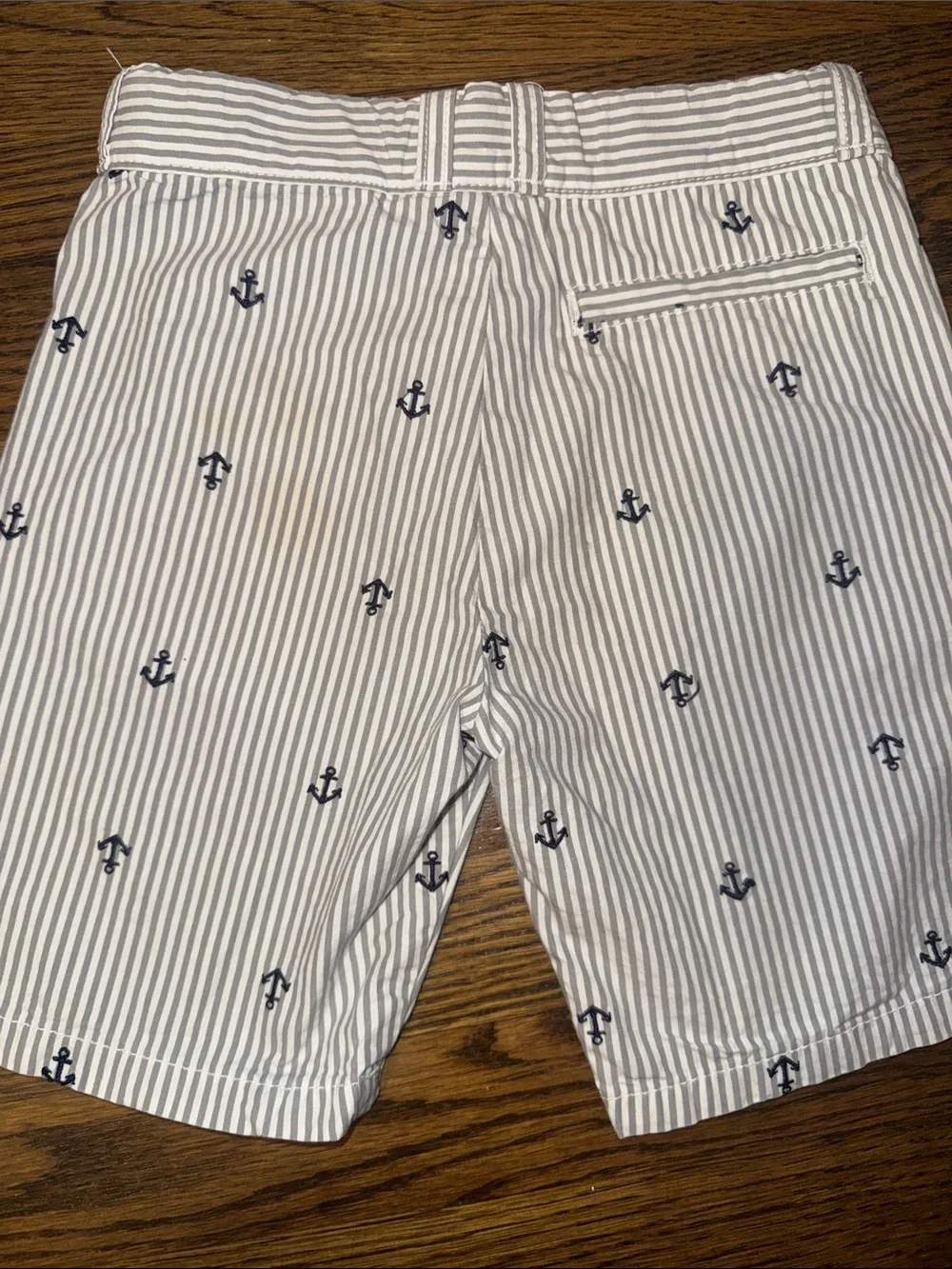 Carter's White & Navy Anchor Striped Flat-Front Shorts